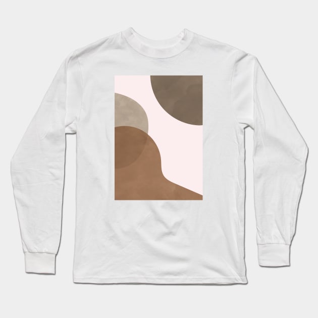 Neutral Abstract Shapes, Line Art Drawing, Scandi Artwork 3 Long Sleeve T-Shirt by Colorable
